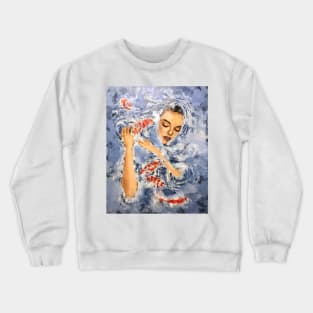 Woman with koi fish Crewneck Sweatshirt